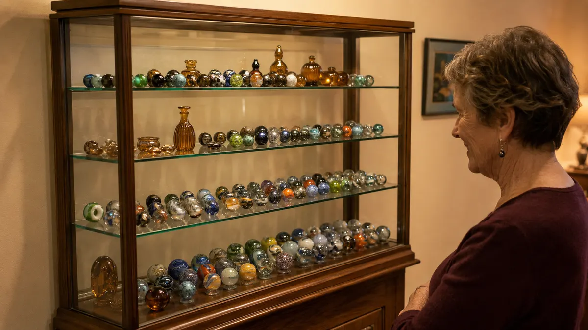 How to Display a Marble and Glassware Collection in a Glass Cabinet